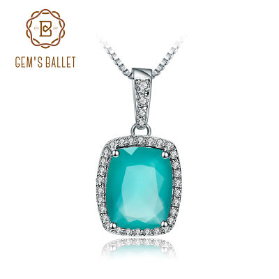 GEMS BALLET 3.67Ct Natural Green Agate Gemstone Pendant Necklace For Women 925 Sterling Silver Fine Jewelry Drop Shipping