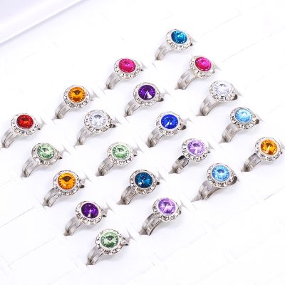 [MM75] 20ชิ้นผสมน่ารักส่องแสงรอบคริสตัล Rhinestone ทอง/แหวนสีเงินสำหรับสาวๆเด็กเด็กแหวนแต่งตัวพรรคของขวัญ