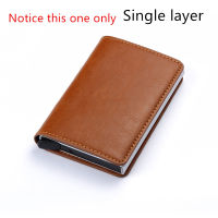 2022 Pu Leather Double Metal ID Credit Card Holder With RFID Vintage Card Case Automatic Money Cash Clip Mini Wallet Business