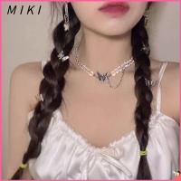 MIKI สร้อยโชคเกอร์แฟชั่นโซ่เครื่องรางจี้ผีเสื้อคริสตัลใส