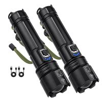 2Piece LED Rechargeable XHP70 Flashlights Super Bright Flashlight for Emergency Camping