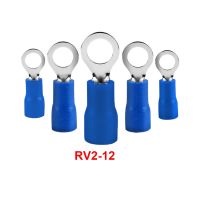 [HOT ZHKKZZLWWG 510] 100ชิ้น RV2สีฟ้า12แหวนฉนวนลวดเชื่อมต่อไฟฟ้าจีบเทอร์มิเคเบิ้ลลวดเชื่อมต่อ AWG16 14