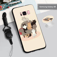 ?เคสซิลิโคนป้องกันแบบเต็มรูปแบบใหม่ Samsung Galaxy S8/S8พลัส/M20/A20/A30/A20S นิ่มลายการ์ตูนฝาครอบโทรศัพท์มือถือที่มีห่วงยึดรูปแบบเดียวกันและเชือก