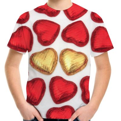 Boy Girl Food Chocolates Beans Sauce Printed 3D T-Shirt Summer 4-20Y Teen Children Birthday Gift T Shirt Kids Baby Cool Clothes