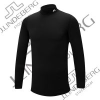 ♕❂☍ J.lindeberg เสื้อยืดคอเต่าผ้าฟลีซสีทอง