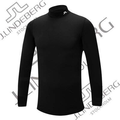 ♕❂☍ J.lindeberg เสื้อยืดคอเต่าผ้าฟลีซสีทอง