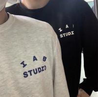 IAB STUDIO T-shirt Round Neck Sweater With Contrast Color Long Sleeve Tee Ive Been Sports Casual Pullover Couple Streetwear 우영미