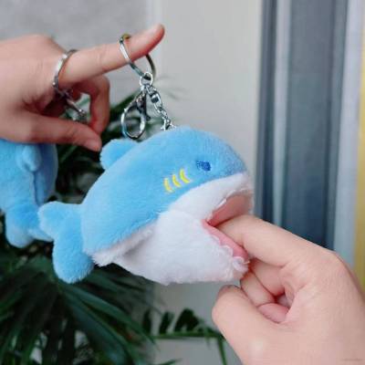 Cute Shark Plush Dolls Gift For Girls Bag Pendant Keychain Q Version Open Mouth Shark Stuffed Toys For Kids
