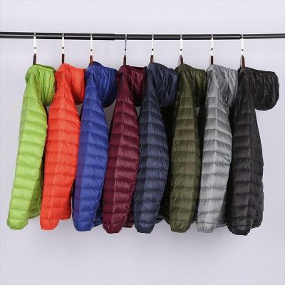 ZZOOI Mens White Duck Down Hooded Down Jacket Fashion Casual Winter Portable Thin and Light Warm Coat Male Brand Clothes 7 Colors