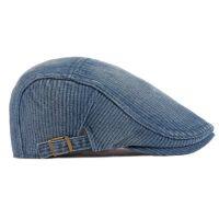 New Plush Winter Mens Beret Hat Classic Stripeed Blue Peak Blinders Cap Man Truck Driver Dads Hat Denim Solid Boina Adjustable