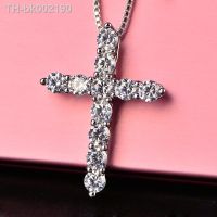 ☏ Female Cross Crystal 925 stamped Silver color Chain charms Necklaces Shiny Zirconia Choker Jewelry Gifts For Women