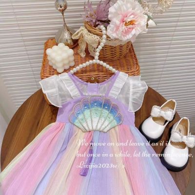 The rainbow princess dress colour tide girls hanfu summer temperament melting skirt baby ancient