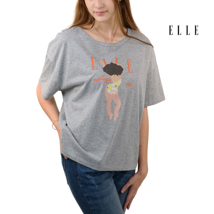 elle-boutique-เสื้อยืดสตรีคอปาด-ทรงครอป-แขนสั้น-สกรีนลาย-elle-limited-editions-w3k562