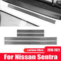 สำหรับ Nissan Xuanyi Sentra 2016-2021การปรับเปลี่ยนภายในคาร์บอนไฟเบอร์แถบธรณีประตูและเหยียบสติกเกอร์ตกแต่ง