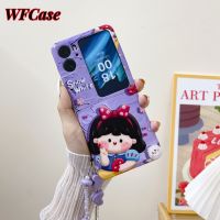 WFCase เคสสำหรับออปโป้ไฟนด์ N2ฝาพับเคสโทรศัพท์ขาวหิมะน่ารัก (+ สร้อยข้อมือ) ปกป้องกล้องแบบเต็มกรอบ