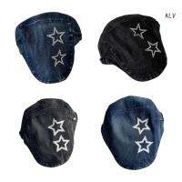 ผู้ชายผู้หญิงล้าง Denim Berets ศิลปิน Duckbill หมวก Casual Newsboy หมวก Star รูปแบบ Unisex Peaked หมวกกางเกงยีนส์หมวก