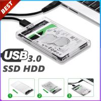 USB3.0 to SATA3.0 External Hard Drive Enclosure Hard Disk Storage Box with SATA to USB Connector Cable Support UASP for 2.5inches(2.5 นิ้ว) HDD ฮาร์ดดิส and SSD SATA Interface External Gard Drive Clear with fast And Good Quality Hard Drive Disk