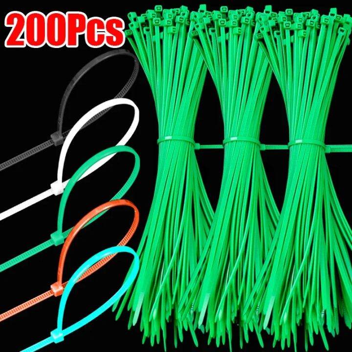 200Pcs Nylon Cable Ties Adjustable Selflocking Cord Ties Straps