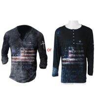 เสื้อยืดกลางแจ้งออกกำลังกายแนวเรโทรของผู้ชายลายลัทธิแขนยาว