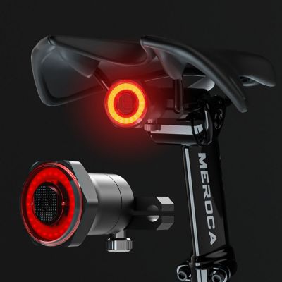 Smart Bicycle Tail Rear Light Auto Start Stop Brake IPX6 Waterproof USB Charge Cycling Tail Taillight Bike LED Lights Power Points  Switches Savers Po