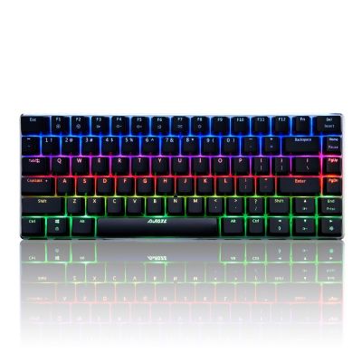 ✒☽☫ คีย์บอร์ด มีไฟ AJAZZ AK33 E-sport LED Colorful Keyboard 82