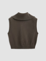 Cider Solid Knit Turtleneck Cut Out Bowknot Tank Top