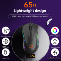 Dareu เมาส์สำหรับเล่นเกม A960 65G น้ำหนักเบา LED RGB Backlight Mice พร้อม AIM3337 18000PMW3336 12000 DPI 50ล้านคลิกครั้ง