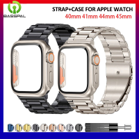 สร้อยข้อมือโลหะสำหรับ I Watch 9 6 5 4 SE 7 8เคสอัปเกรดรูปลักษณ์พิเศษ + สายเหล็กสแตนเลสสำหรับสายคาด Apple Watch 45มม. 41มม. 40มม. 44มม.