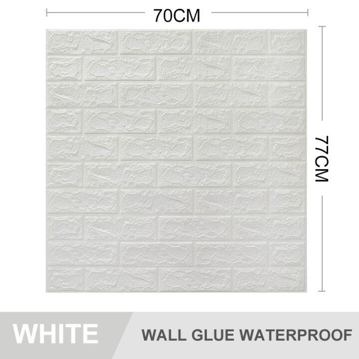 10 Pcs Big Size 70x77CM 3D Wallpaper White color PE Foam DIY Waterproof ...