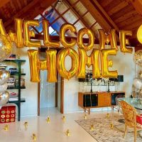 1set 16inch Rose Gold Welcome Home Letter Foil Balloons Welcome Back to Home Event Party Supliers Inflatable Air Balls Decor Colanders Food Strainers