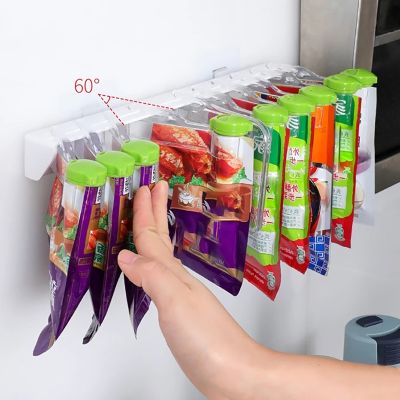 【jw】△  Wall Mounted Spice Holder Adhesive Seasoning Hanging with Spout Sauce Dispenser