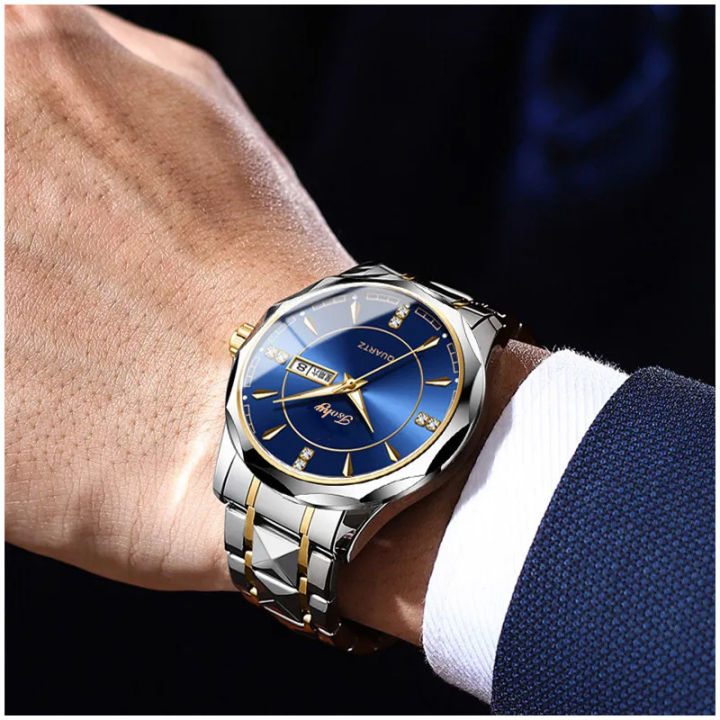นาฬิกาข้อมือหล่อกันน้ำแฟชั่นปฏิทินมัลติฟังก์ชันนาฬิกาสำหรับผู้ชายใหม่2023