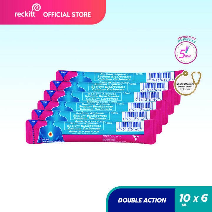 Gaviscon Double Action Antacid Liquid Sachet 10ml Bundle of 6 for Acid