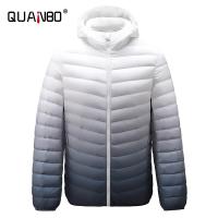 ZZOOI Top Grade Men Winter Jacket  Autumn Winter New 90% White Duck Down Men Fashion Hooded Gradient Color Casual Down Parkas