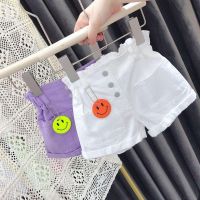 COD DSFERTGERRYYY 【dress for kids】Childrens Shorts Girls Outer Wear Summer Thin Pants White Trendy Baby Clothing Korean Version Western Style Wide-Leg