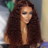 Reddish Brown Kinky Curly Wig Synthetic Lace Front Wigs For Women Copper Red Pre Plucked With Baby Hair Lace Closured Wig [ Hot sell ] ea1voy