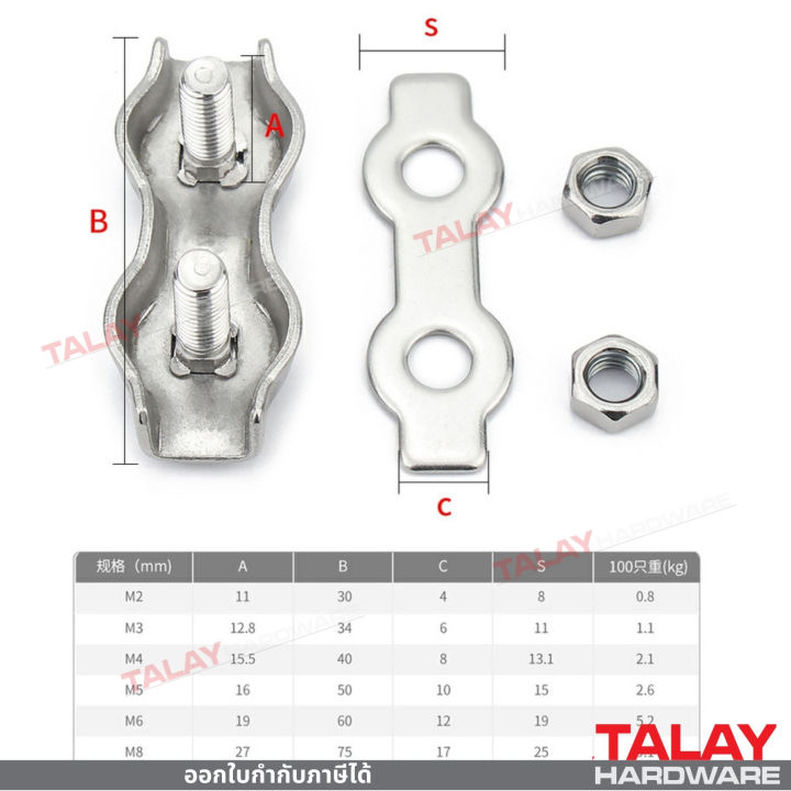 กิ๊ปล็อคลวดสลิงคู่-สแตนเลส-304-ราคาต่อชิ้น