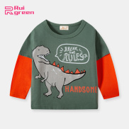 Kids Long Sleeves T-shirt Fashion Dinosaur Printing Round Neck Tops For 2