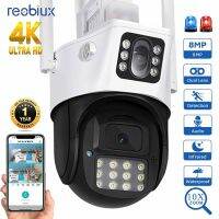 Reobiux Wifi PTZ Camera 8MP Dual Screen IP Cam Outdoor Surveillance Dual Lens Camera 4X Digital Zoom Cam With Noice Alarm Household Security Systems H