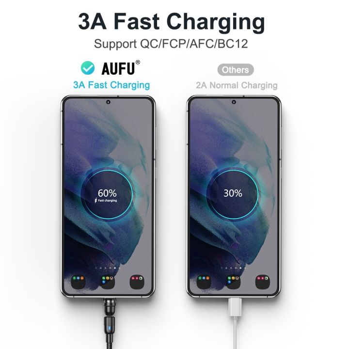 สายเคเบิ้ลแม่เหล็ก-aufu-540-3a-usb-ไมโครชาร์จที่รวดเร็ว-type-c-สำหรับ-iphone-xiaomi-samsung-สายดาต้าโทรศัพท์