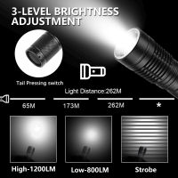 Powerful P20 LED Diving Flashlight IP68 Waterproof Grade Torch Professional Underwater Dive Lantern 3 Modes 18650 Dive Lamps