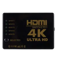 4K 2K 5x 1ตัวแยกสาย HDMI HD 1080P อะแดปเตอร์สลับวิดีโอ5อินพุต1เอาต์พุตพอร์ต HDMI ฮับสำหรับ Xbox PS4 PC HDTV ดีวีดี