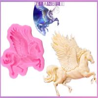 TIANBEI แม่พิมพ์น้ำตาลปั้นซิลิโคน Pegasus สีชมพู98.5ซม. ตัวม้าแม่พิมพ์ซิลิโคนตกแต่งม้าเรซิ่นเค้กแม่พิมพ์ซิลิโคน DIY ลูกศรม้า