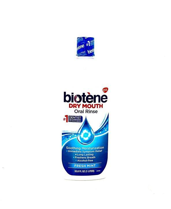 Biotene Dry Mouth Oral Rinse ( Fresh Mint ) 33.8 Oz 1 Liter WITH