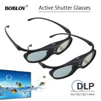 【CW】 2pcs BOBLOV Active Shutter 3D Glasses DLP-Link USB Blue Compatible BenQ W1070 W700 Dell Projector 3D Glasses for Projector DLP