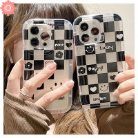 เคส A16 Oppo A17 A5 A9 A57 A3s A15 A95 A77s A12 A74 A31 A17K A16s A52 A15s A12E A54ยิ้มรักลายตารางหมากรุกรูปหัวใจหมีเคสนิ่มกันกระแทก