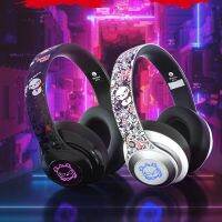 Graffiti Wireless Headphones Bluetooth Music Earphone Foldable LED Light Deep Bass Over Ear Gaming Headsets For Mobile PC Laptop