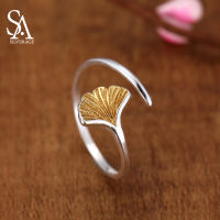 Ring 925 Sterling Adjustable Jewelry 2019 Ginkgo Leaf Rings For Women Vintage Silver Feather Jewelry Ring For Lover Best Gifts