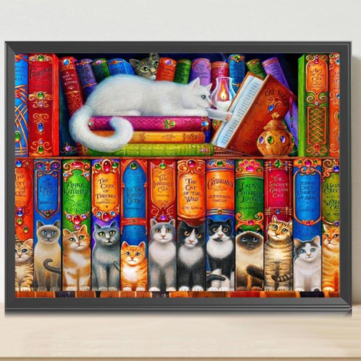 ชุดแมวภาพวาดเพชรเจาะเต็มรอบ-diy-5d-ศิลปะหัตถกรรมตกแต่งบ้าน