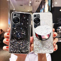 เคสใหม่สำหรับ Huawei P60 ฝาครอบ ประกายดาวดวงจันทร์ซิลิโคนแบบนิ่มกระจกโปร่งใสกันการตกสำหรับ Huawei P60 Proเคส